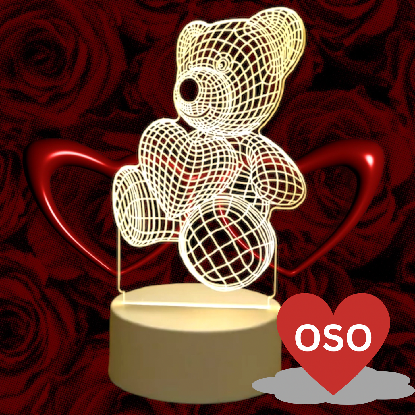 Lamparas LED en 3D de amor